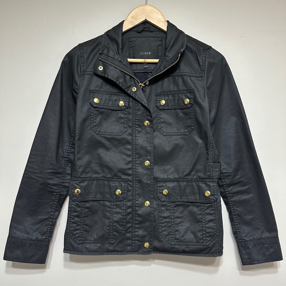 J.Crew Womens Downtown‎ Field Jacket Size XS Coated Cotton City Trench Travel